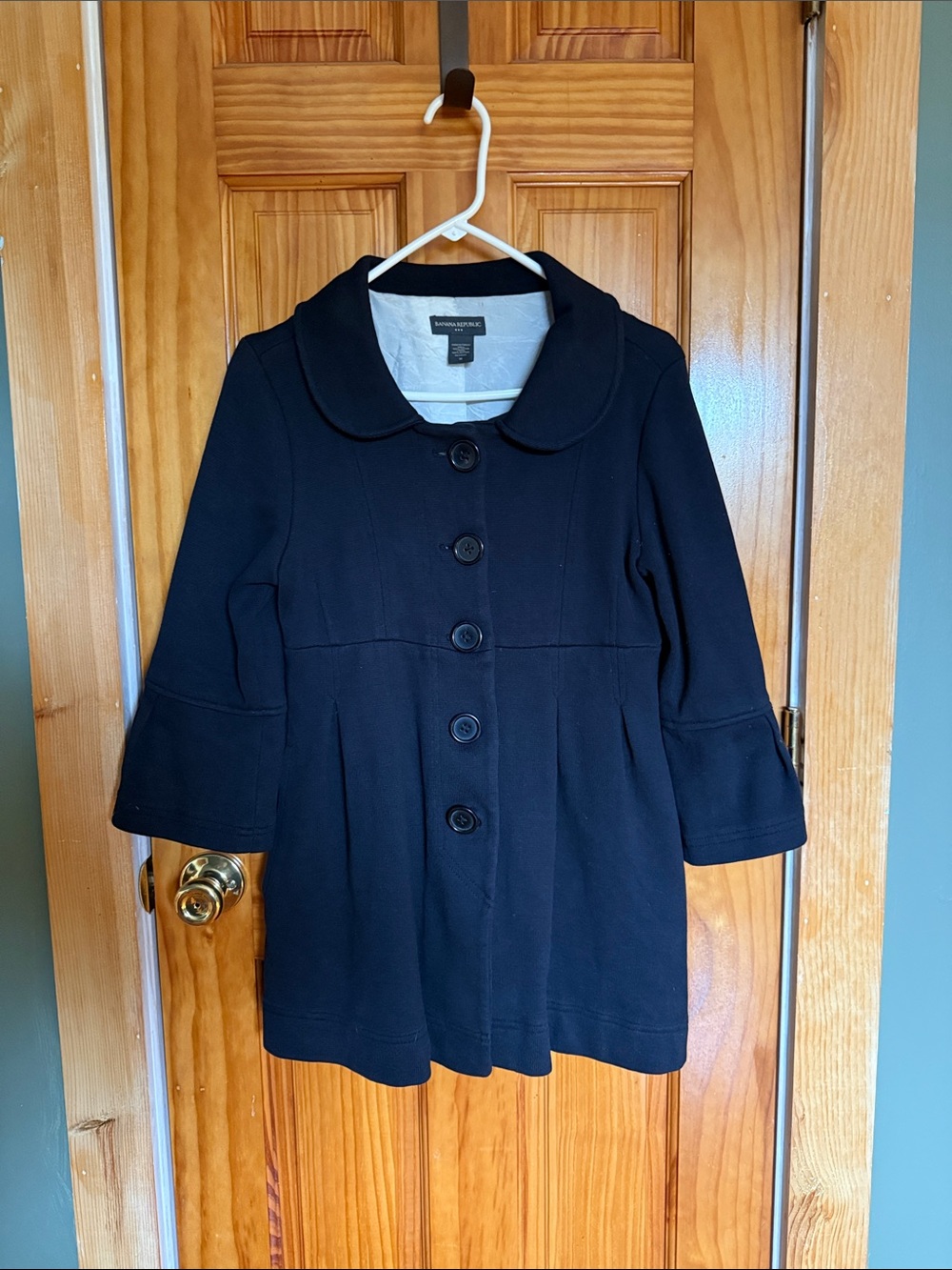 Banana Republic Black Women's Coat with Peter Pan Collar